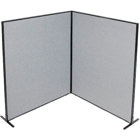 Interion By Global Industrial Interion Freestanding 2-Panel Corner Room Divider, 60-1/4inW x 72inH Panels, Gray 695108GY